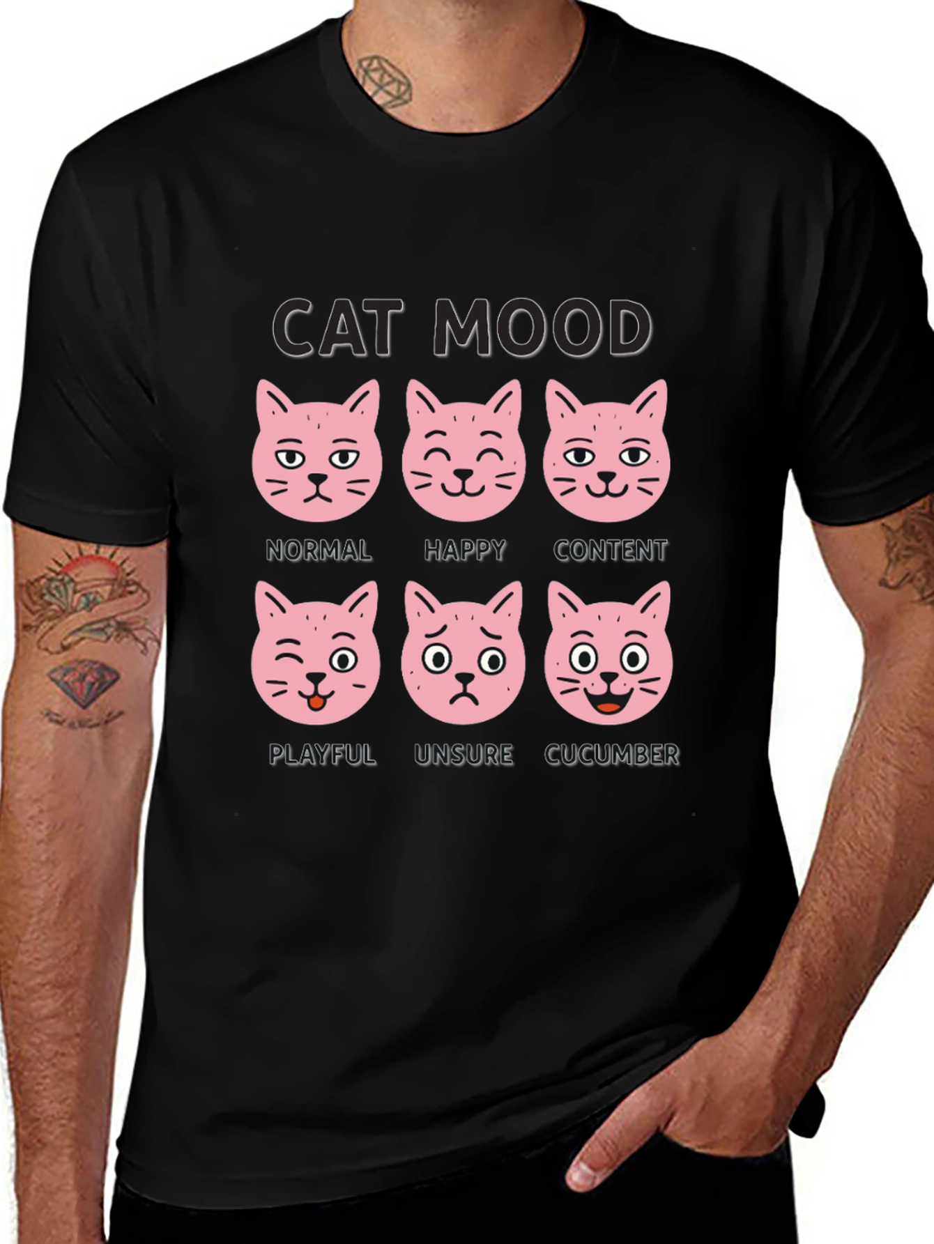 Cat Mood T-Shirt - Funny Cat Expression Tee