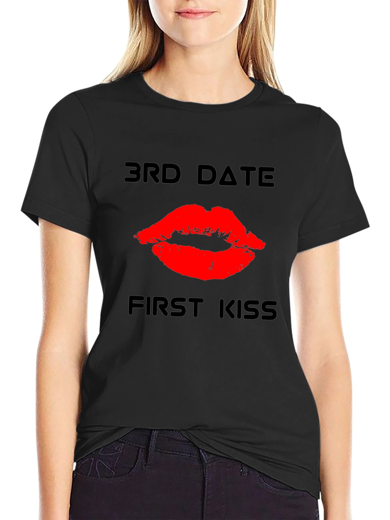 3rd Date First Kiss Graphic Tee - Black
