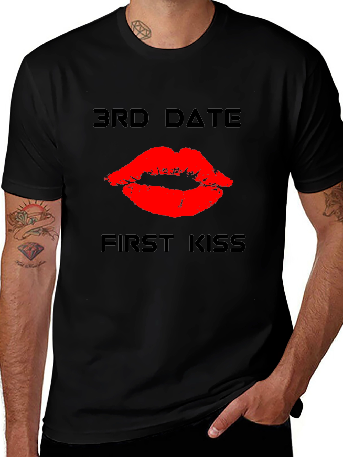 3rd Date First Kiss Graphic Tee - Black